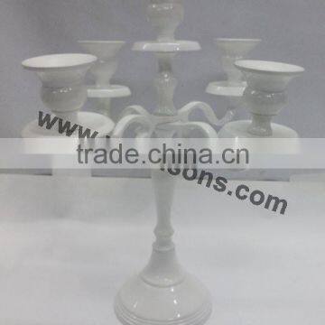4 Arm White Candelabra 4 Arm Aluminum Candle Holder 4 Arms Candelabrum photo-3