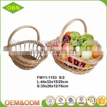 Handmade Small Cheap Bread Food Willow Woven Hanging Wicker Fruit Basket With Handle photo-4