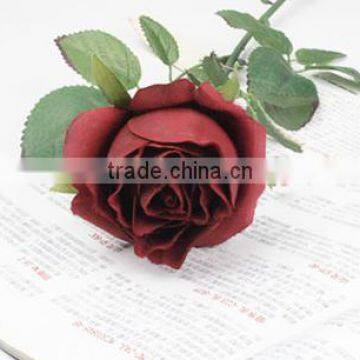 SJ442BZY Red Artificial Single Rose Flower,fake Fabric Flowers for Sale photo-5