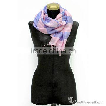 Striped Silk Scarf, Multi-color, 100% Handicraft in Vietnam photo-6