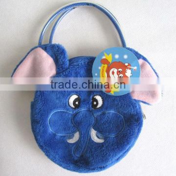 Stuffed elephant cute animal plush round bag with zipper