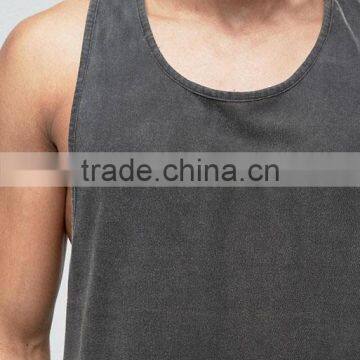 2017 Competitive New Design Custom Green Color Gym Wear Comfortable 65% Cotton 35% Polyester Fashion Men's Gym Tank Tops photo-3