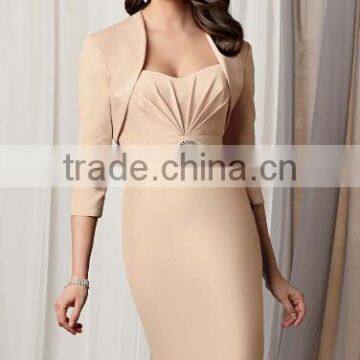 2 Pieces Longsleeve Satin Elegant Knee Length Ladies' Garment photo-2