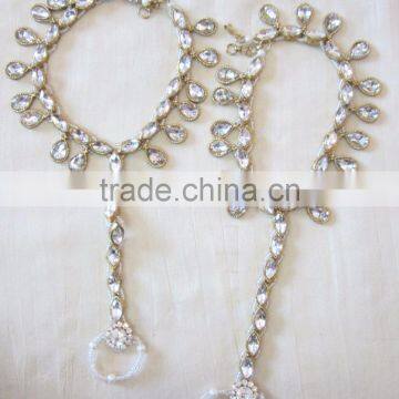 GOLD Tone Tcrystal Beads PAYAL Anklets Toe Ring Barefoot Sandal photo-2