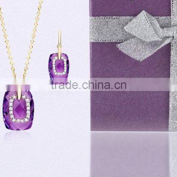 CZ Studded with Amethyst stone Gold plated Exclusive Pendantset