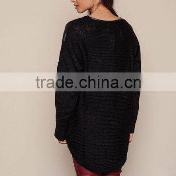 MGOO Brand Sweaters Pullover Model Black Leathertte Sweaters Knit Hi Low Fashion Clothing Urban photo-5