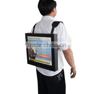 15inch lcd backpack media exhibition board ad display