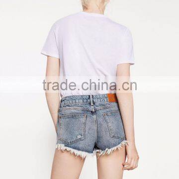 2016 Custom Fashion Rivet Ripped Apparel Young Girl Summer Sexy Women Jeans Shorts Short Pants Half Pants Cotton Girls photo-3