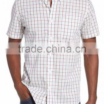 cotton-blend plaid new style fashion men's casual shirt in stock lot