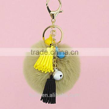 2017 New Arrival Popular Rex Rabbit Fur Pompom Keychain With Tassel Fur Ball Keychain 110A photo-3