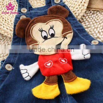 Stylish Animal Pattern Baby Denim Short Pants Overalls Kids Strap Jeans Pants photo-2