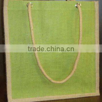 Eco-Friendly Two Toned Laminated Jute Bag - Features Rope Handles and Comes With Your Logo. photo-2