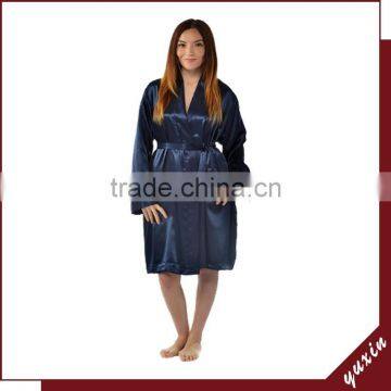 Factory wholesale satin plain bath robe satin robe silk robe WR011