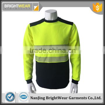 Poly/Cotton fleece high visibility jacket safety sweatshirt with segmented tapes meet EN ISO 20471