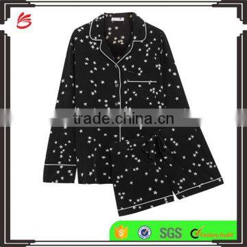 2017 High quality lady pajamas custom print short sleeve sleep wear wholeasle