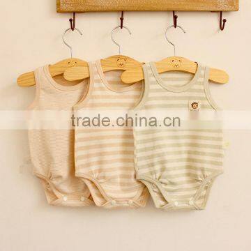 Hot sale stripe organic cotton newborn baby vest bodysuit