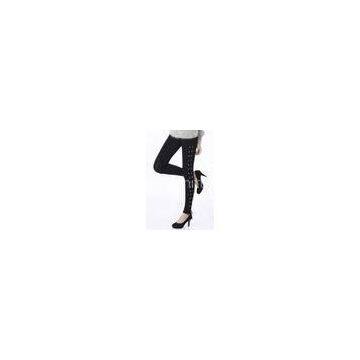 Embroidered Warm Pure Cotton Tights , Purple Thick Plus Size Opaque Tights
