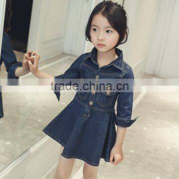 B22652A Autumn New long sleeve child girl fashion denim dress