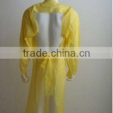 Back open CPE yellow isolation gown