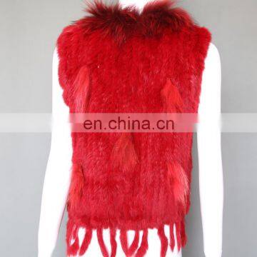 Factory Direct Supply Genuine Rabbit Fur Gilet With Fur Tassel Handmade photo-3