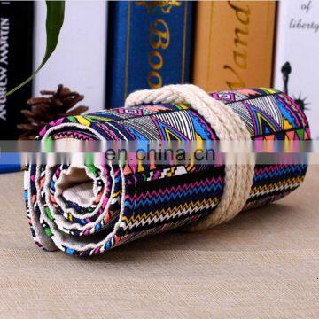 Full Printing Drawstring Round School Canvas Folding Pencil Bag