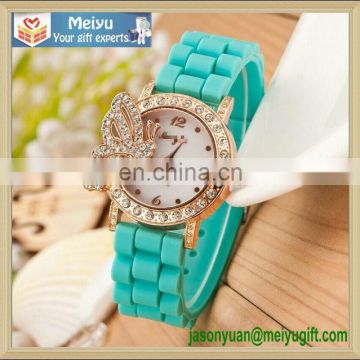 diamond surround header butterfly surface silicone watch / movement quartz wristwatch