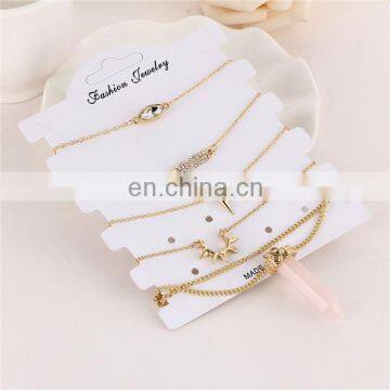 5pcs/set Natural Stone U Shaped Rhinestone Anklet Bracelet Sets