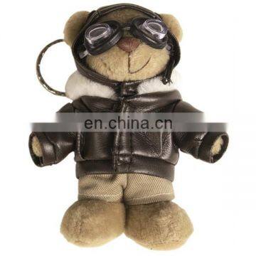 30CM Stuffed Plush Uniform Pilot Teddy Bear With Glasses Wholesale Aviator Teddy Bear Plush Toy