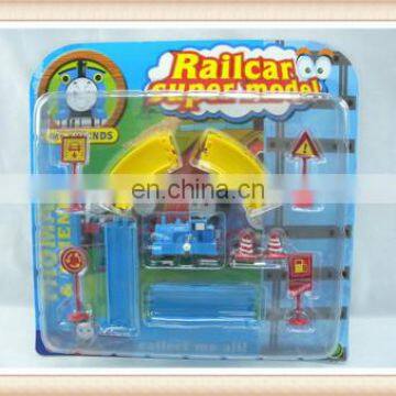 kids assemble Funny thomas wind up train toys with road sign railway toys