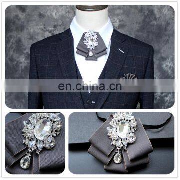 Aidocrystal Handmade Bow Tie for Men Rhinestone Casual Men Neckwear Vestidos Wedding Men Striped Grey Black Bow Ties