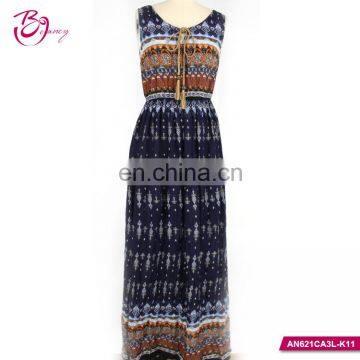 Round Neck Sleeveless Digital Printed Casual Woman Dresses