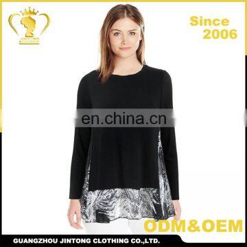 T723819 Hot Sale Long Sleeve Black Top,Double Blouse Women's Blouses Chiffon