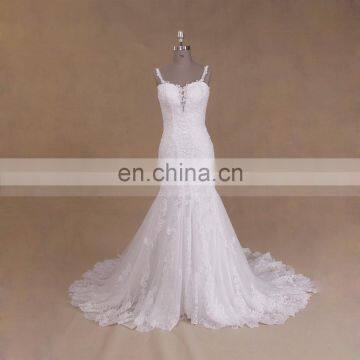 High Quality Bling Sleeveless Long Train White Lace For Wedding Dress Mermaid