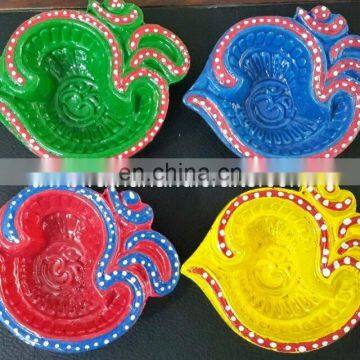 Diya in Om Design Clay Lamp Indian Diwali Decoration Home Decor