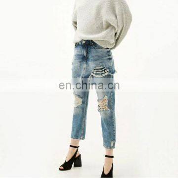 Jeans 2017 Girl Denim Holes Skirt +pants High Wasit Slim Jeans Irregular Trousers photo-2