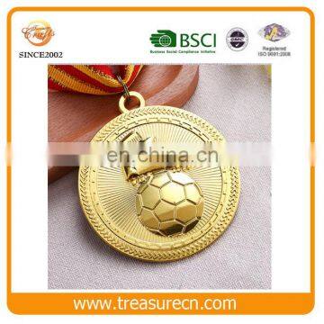 Strong Relief Football Logo Metal Medal/Medallion With Gold Plating