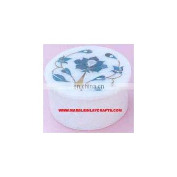 Round Marble Inlay Jewellery Box