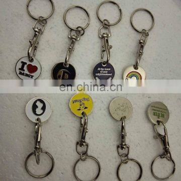 Promotional shopping cart trolley coin keychain with logo