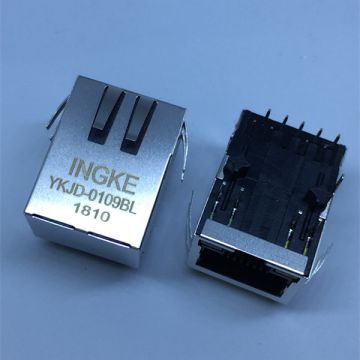 HR871156C YKJD-0109BL Through Hole 100 Base-T POE Tab Down Magnetic RJ45 Modular Connectors