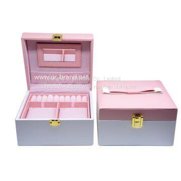 High-end two-layer bowknot jewelry with cargo box Korean version of  ring earrings jewelry storage box wholesale in stock