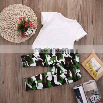 2018 Summer Baby Boys Clothes Kids Boutique Appliqued Outfits White t Shirts and Camouflage Shorts photo-5