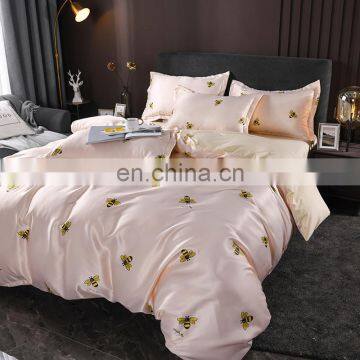 2020 Summer New Arrival Silk Touch Washed Silk Polyester Fabric 4PCS Low MOQ Ready to Ship Reactive Printing Bedding Set photo-2