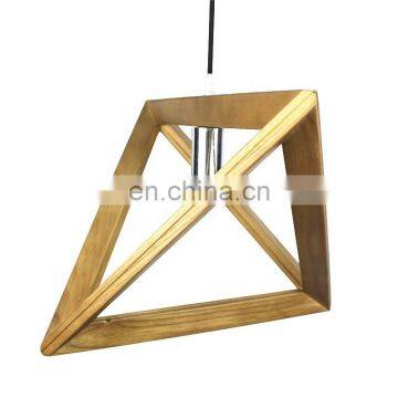 Classic Nordic Design Living Room Triangle Art Decorative Solid Wood LED Pendant Lamp photo-5