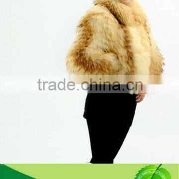 New Style Warm Pretty Women Genuine Luxurious White Raccoon Dog Fur Coat