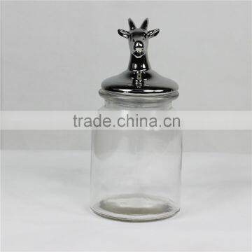 Metal Sheep head Bottle,Animal Glass Bottle,Metal Storage Botlle