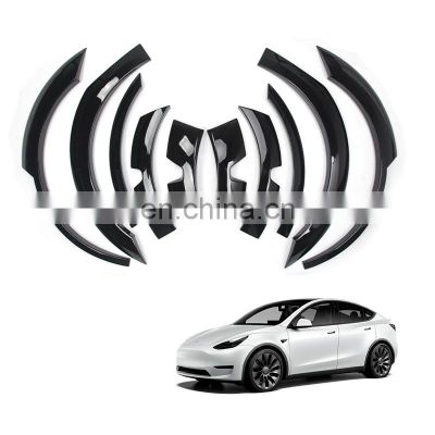 Universal carbon fiber Car Wheel Eyebrow Arch Trim Lips  Mud Flaps Splash Guard Mudguard Car Exterior Parts for tesla model y