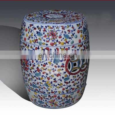 Chinese antique ming dynasty wucai colour hand ceramic garden stools