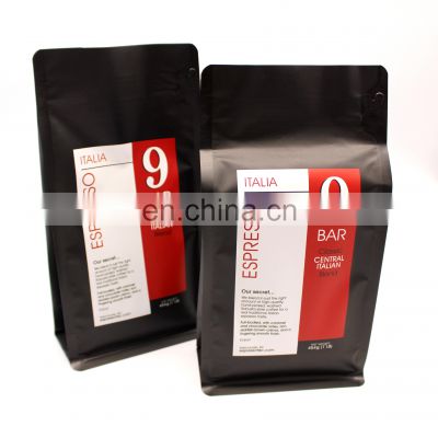 Custom printed 12oz matte laminated foil bag flat bottom coffee bags with valve