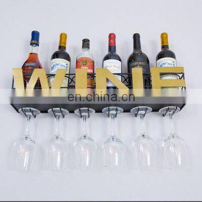Wine Glasses Holder Storage Wall Mount Metal Wine Rack Wall Mounted Shelf photo-4