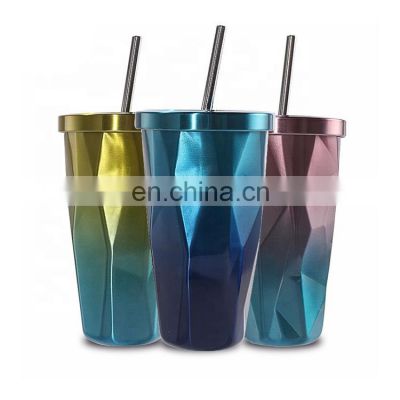 17OZ Vacuum Insulated Stainless Steel Tumbler Cup with Straw and Lid